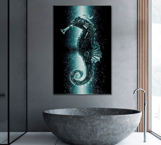 Steampunk Mechanical Seahorse Canvas Print ArtLexy 1 Panel 16"x24" inches 