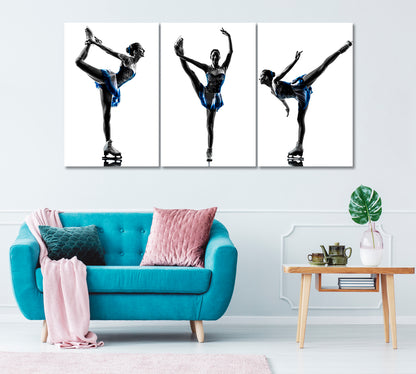 Set of 3 Figure Skater Silhouette Canvas Print ArtLexy   