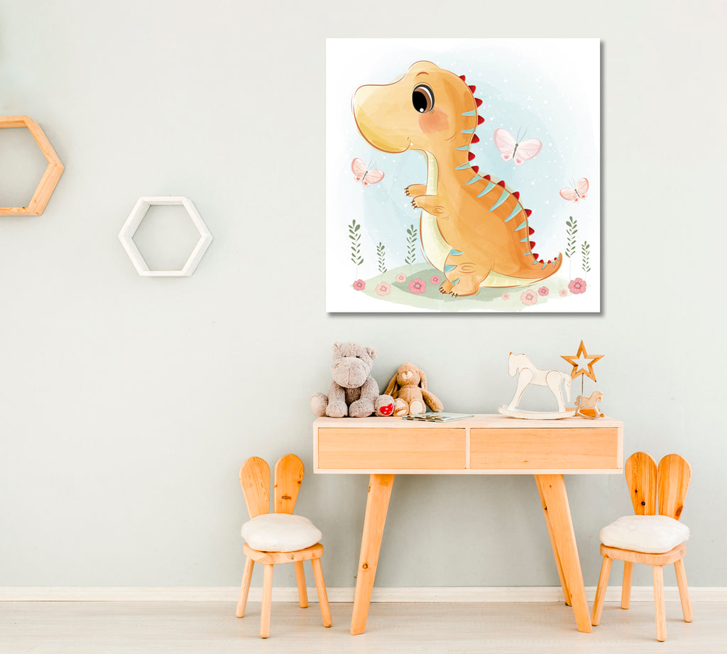 Little Dinosaur Canvas Print ArtLexy 1 Panel 12"x12" inches 