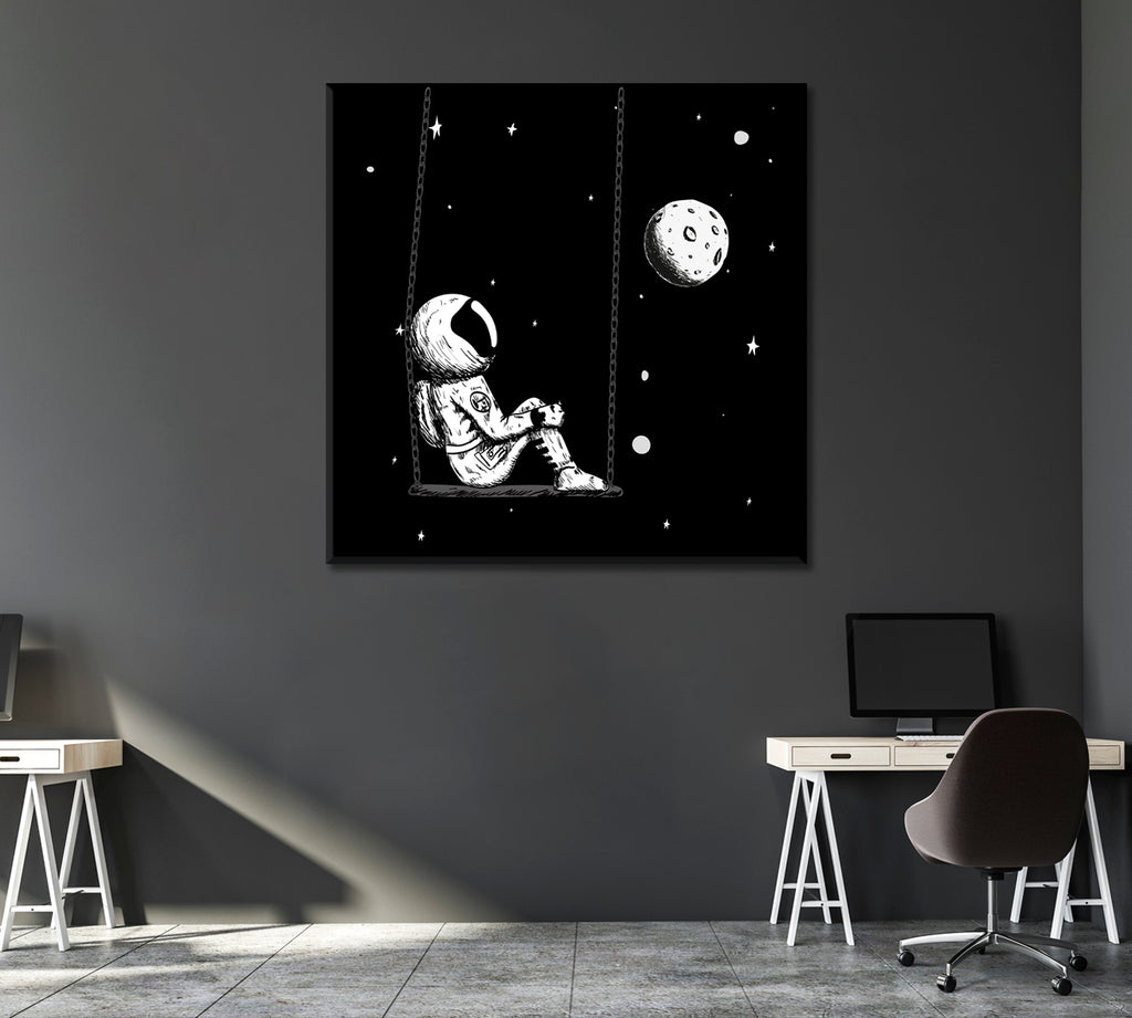Astronaut Sits on Swing in Space Canvas Print ArtLexy   