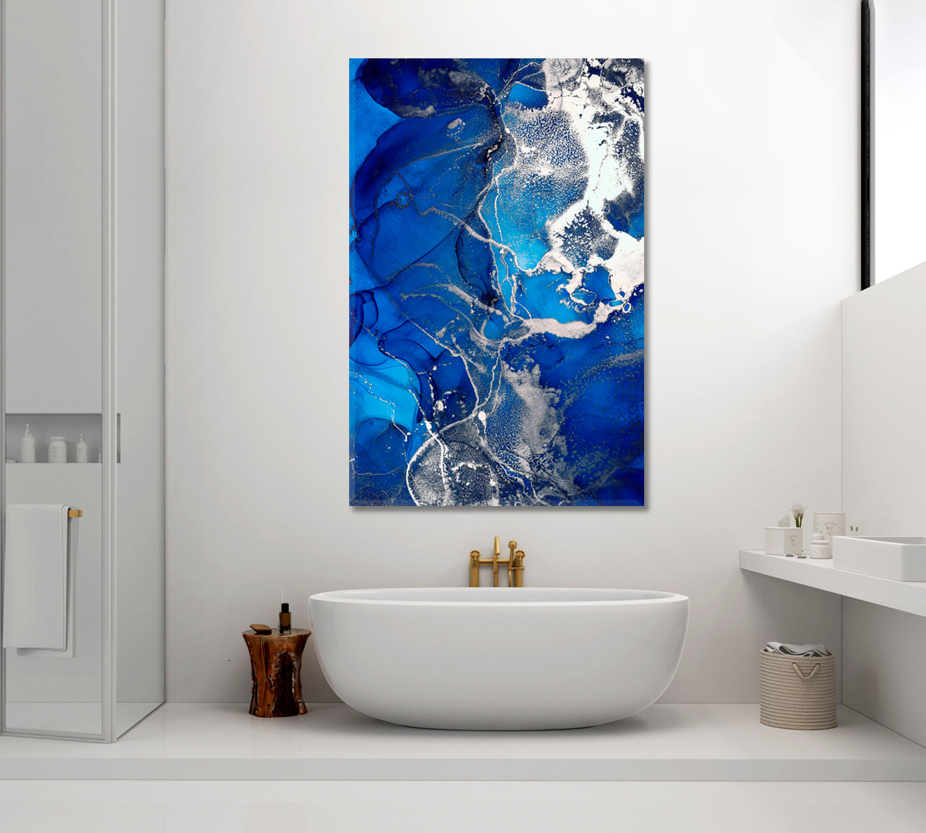 Abstract Blue Marble ink Canvas Print ArtLexy   