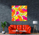 Watercolor Colorful Watermelon Slices Canvas Print ArtLexy   