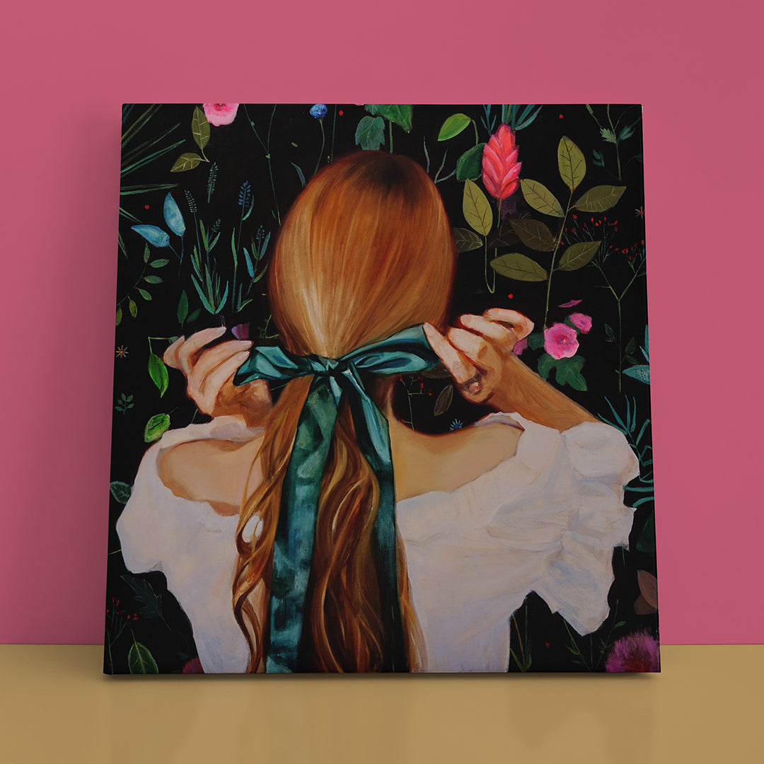 Girl with Ribbon in Hair Canvas Print ArtLexy   