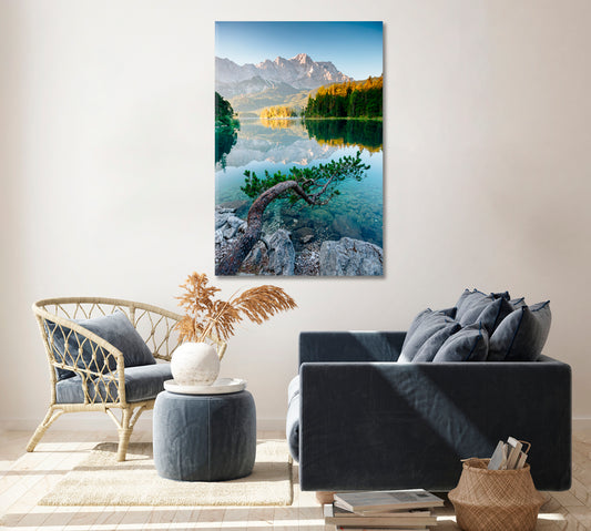 Lake Eibsee Bavarian Alps Canvas Print ArtLexy 1 Panel 16"x24" inches 