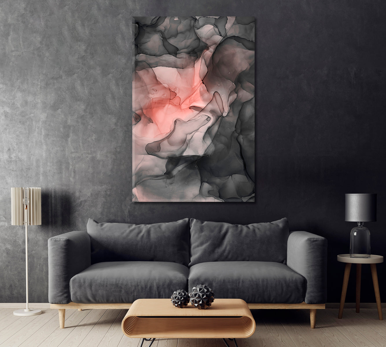 Abstract Gray Marble Pattern Canvas Print ArtLexy 1 Panel 16"x24" inches 