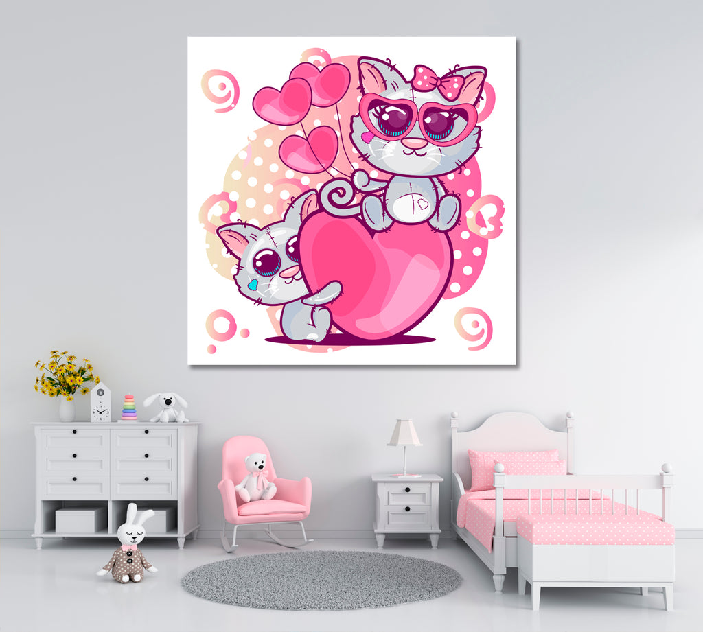 Kittens with Hearts Canvas Print ArtLexy   