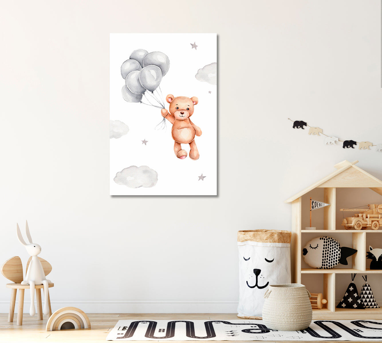 Teddy Bear With Balloons Canvas Print ArtLexy   