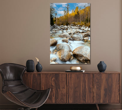 Mountain Stream in Autumn Forest Canvas Print ArtLexy   