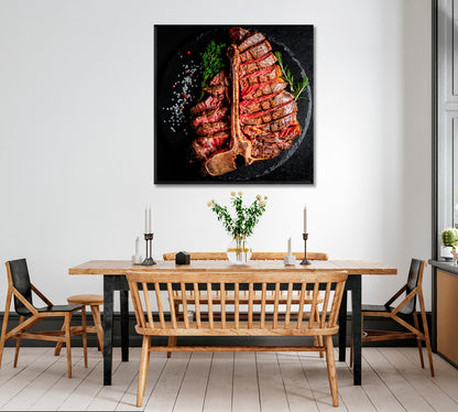 Barbecue T-Bone Steak Canvas Print ArtLexy   