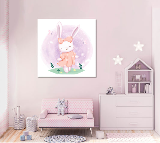 Baby Rabbit in Dress Canvas Print ArtLexy 1 Panel 12"x12" inches 