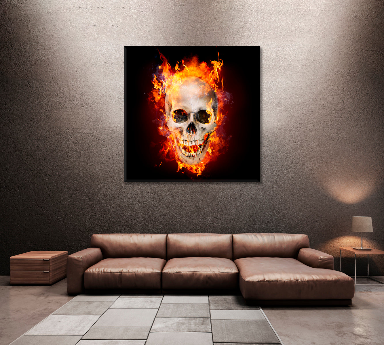 Flaming Skull Canvas Print ArtLexy   