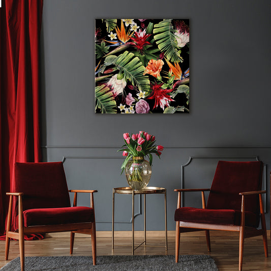 Blooming Tropical Flowers Canvas Print ArtLexy 1 Panel 12"x12" inches 
