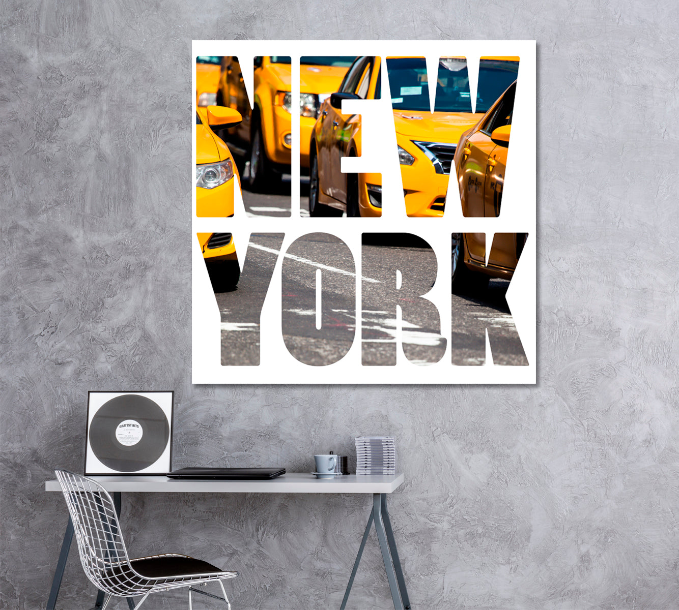 Yellow Cab Times Square New York Canvas Print ArtLexy 1 Panel 12"x12" inches 