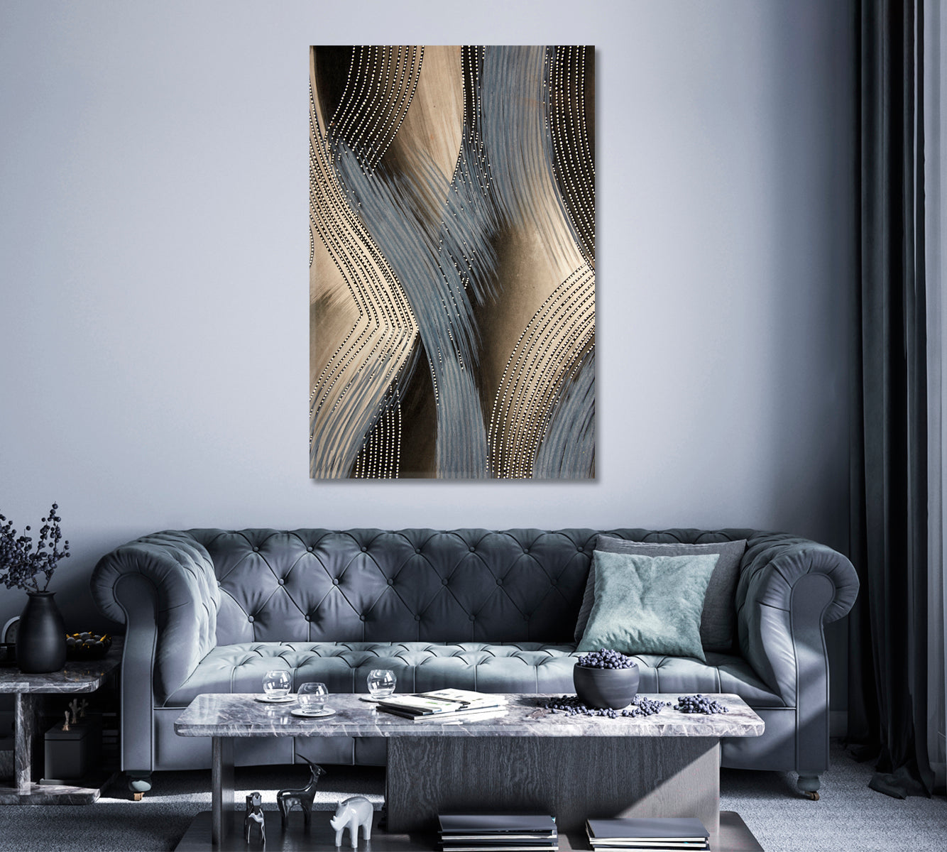 Abstract Stylish Waves Pattern Canvas Print ArtLexy 1 Panel 16"x24" inches 