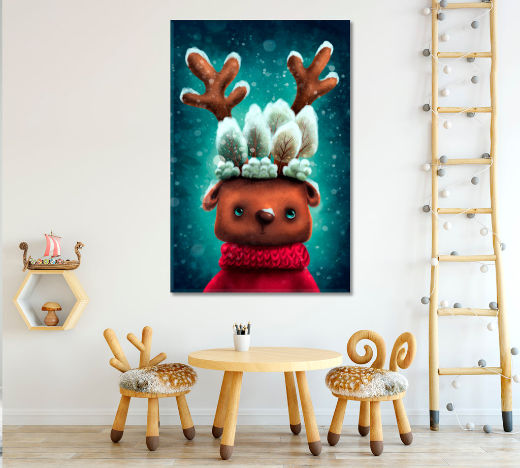 Little Fawn in Sweater Canvas Print ArtLexy   