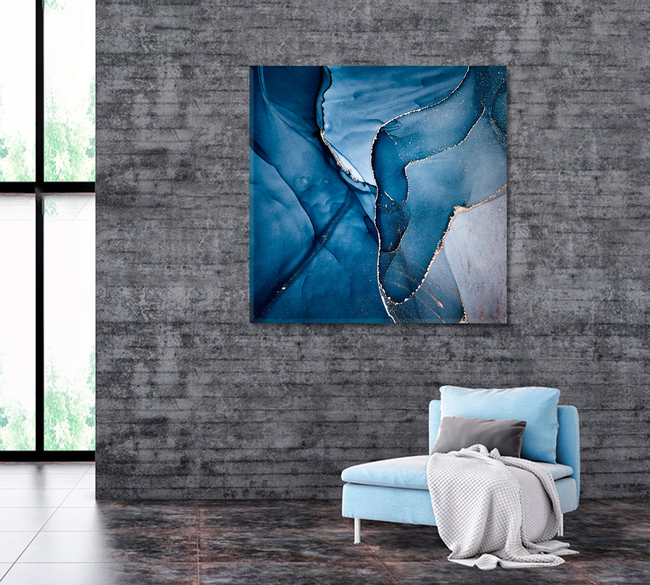 Luxury Blue Swirls of Marble Canvas Print ArtLexy   