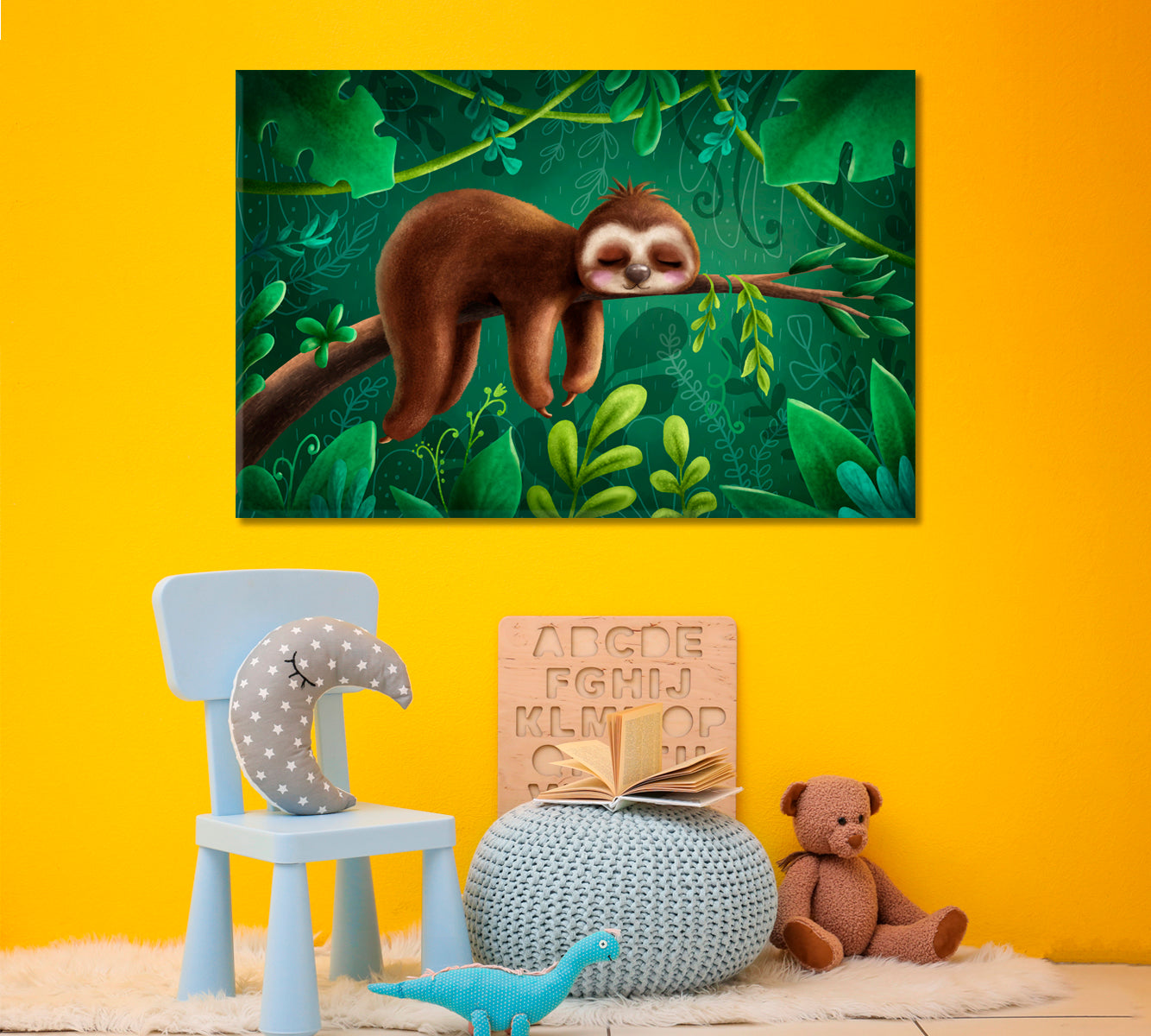 Cute Sleeping Sloth Canvas Print ArtLexy   