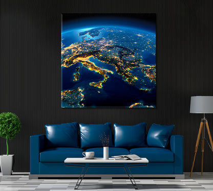 Night Planet Earth with City Lights Canvas Print ArtLexy   