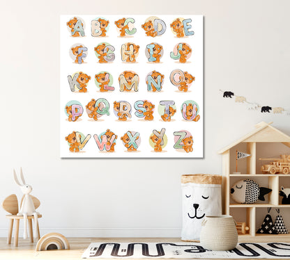 English Alphabet with Teddy Bears Canvas Print ArtLexy   