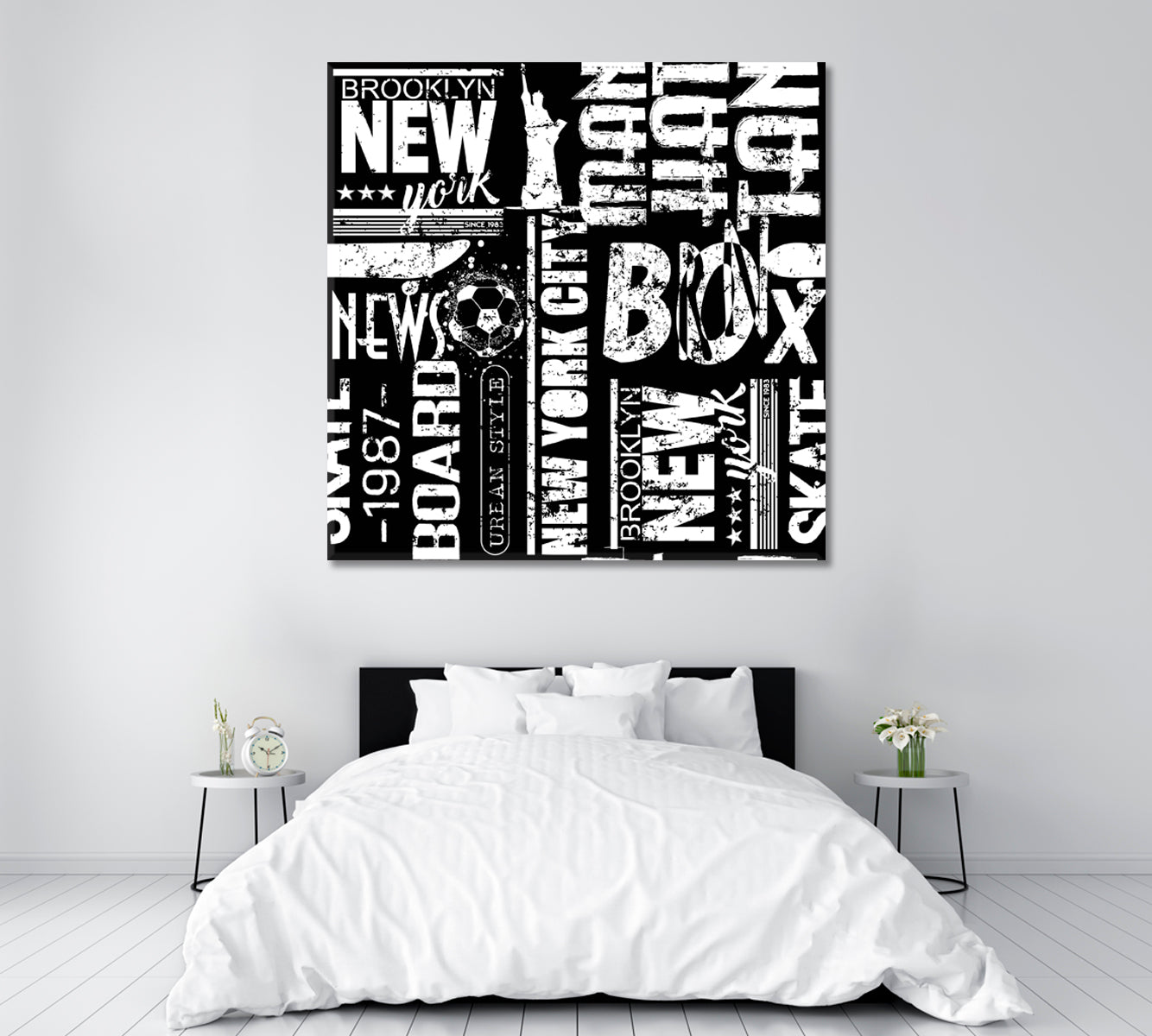 Abstract Pattern with Boroughs of New York. Manhattan, Brooklyn, The Bronx. Canvas Print ArtLexy 1 Panel 12"x12" inches 