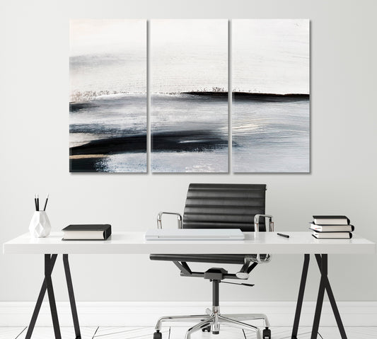 Black and White Modern Abstract Pattern Canvas Print ArtLexy 3 Panels 36"x24" inches 