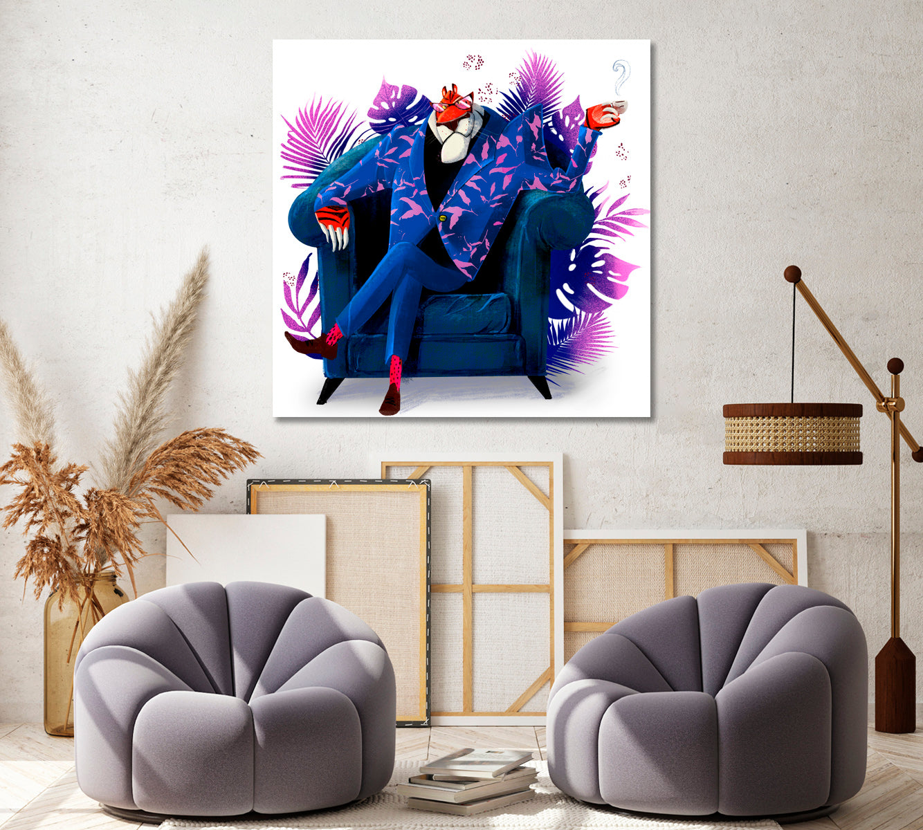 Fashion Tiger in Suit Canvas Print ArtLexy   