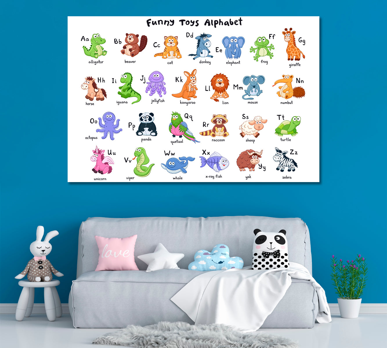 Animals Alphabet Canvas Print ArtLexy   