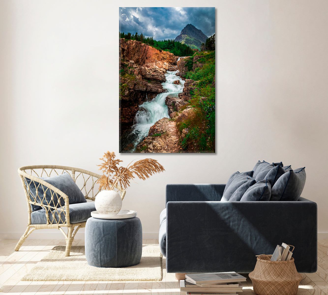Swiftcurrent Falls Glacier National Park Montana Canvas Print ArtLexy   