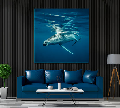 Humpback Whale in Ocean Canvas Print ArtLexy 1 Panel 12"x12" inches 