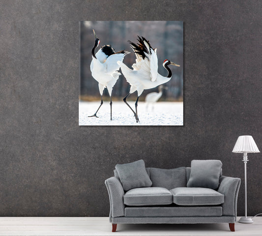 Japanese Red-Crowned Crane Dancing Canvas Print ArtLexy   