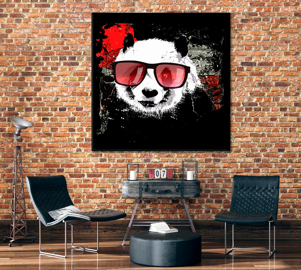 Panda with Glasses Canvas Print ArtLexy   