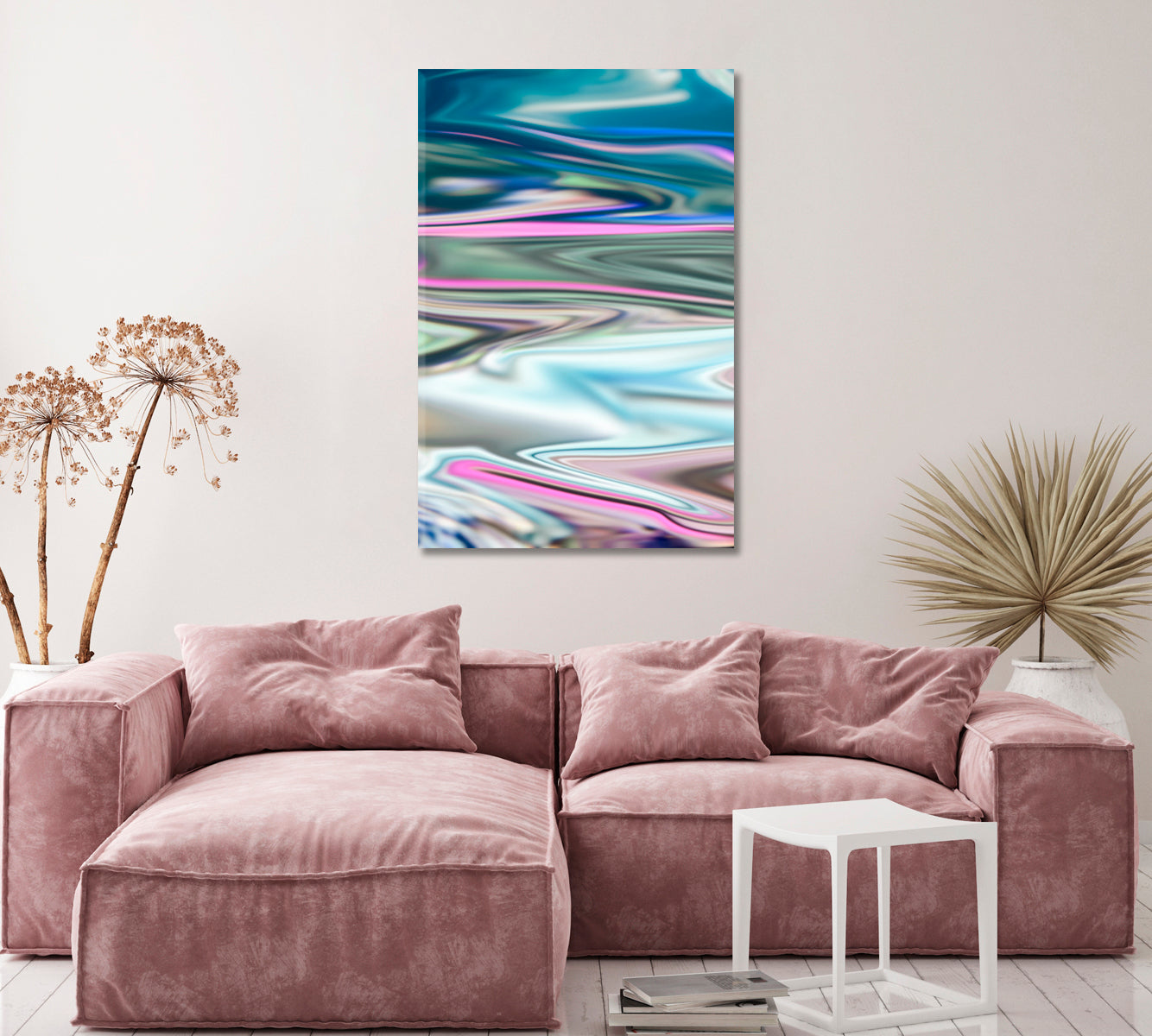 Abstract Holographic Liquid Metal Canvas Print ArtLexy 1 Panel 16"x24" inches 