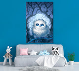 Cute White Owl with Blue Eyes Canvas Print ArtLexy   