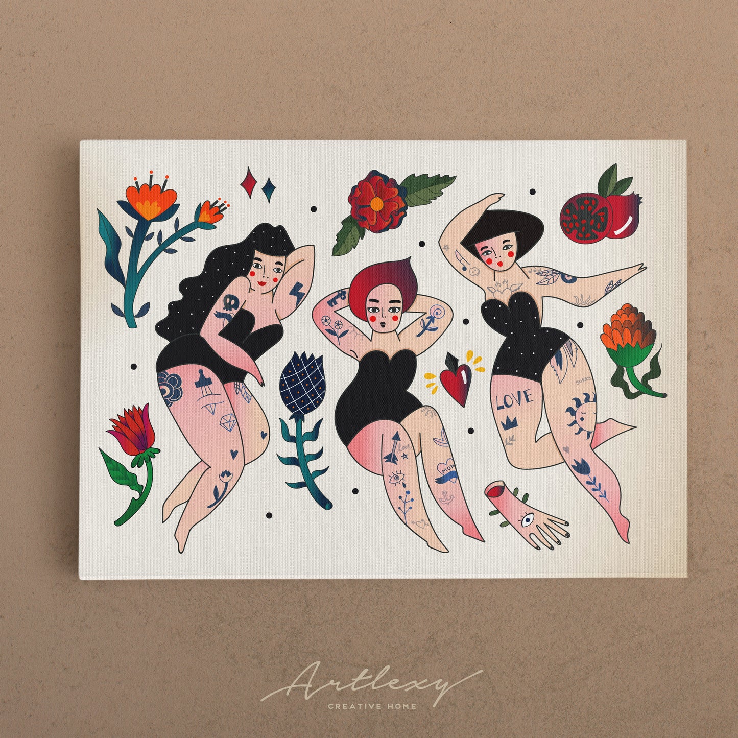 Tattooed Women Canvas Print ArtLexy   