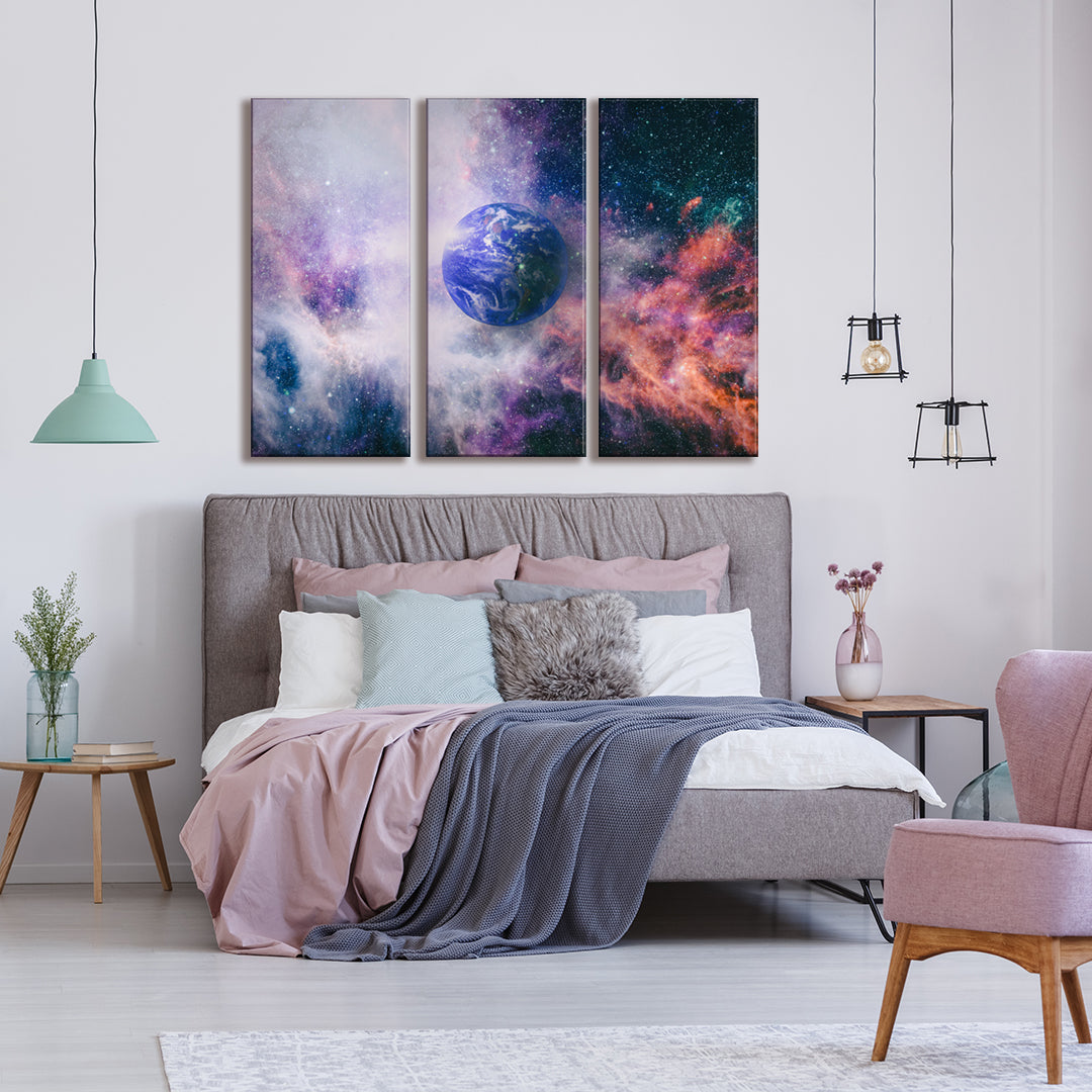 Planet Earth Canvas Print ArtLexy 3 Panels 36"x24" inches 