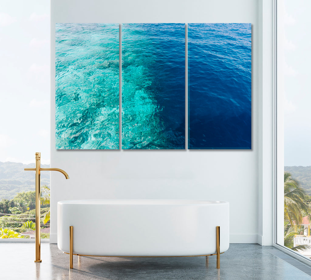Blue Indian Ocean Maldives Canvas Print ArtLexy 3 Panels 36"x24" inches 