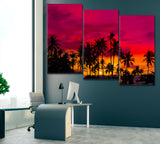 Coconut Palm Trees at Sunset Canvas Print ArtLexy   