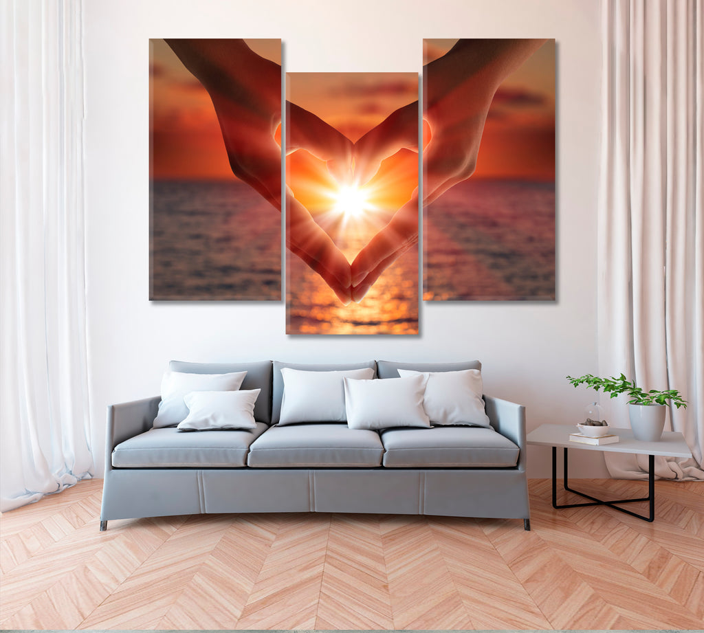 Sun in Heart Shaped Hands Canvas Print ArtLexy   