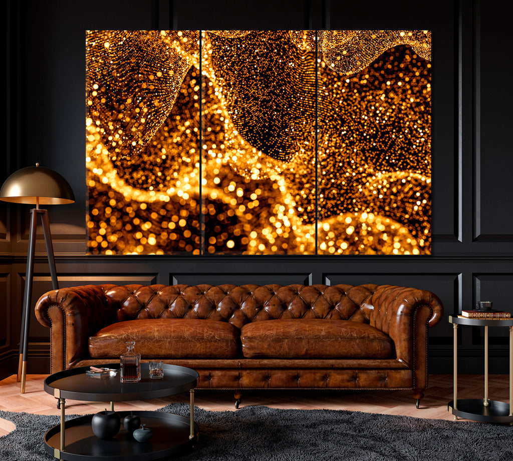 Gold Glitter Canvas Print ArtLexy 3 Panels 36"x24" inches 