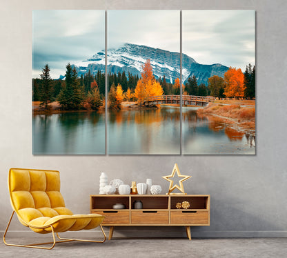 Two Jack Lake Banff National Park Canada Canvas Print ArtLexy 3 Panels 36"x24" inches 