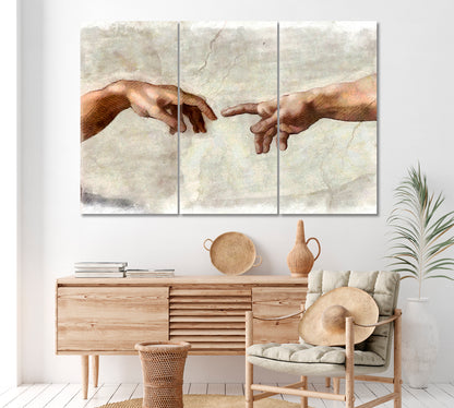 The Creation of Adam Canvas Print ArtLexy 3 Panels 36"x24" inches 
