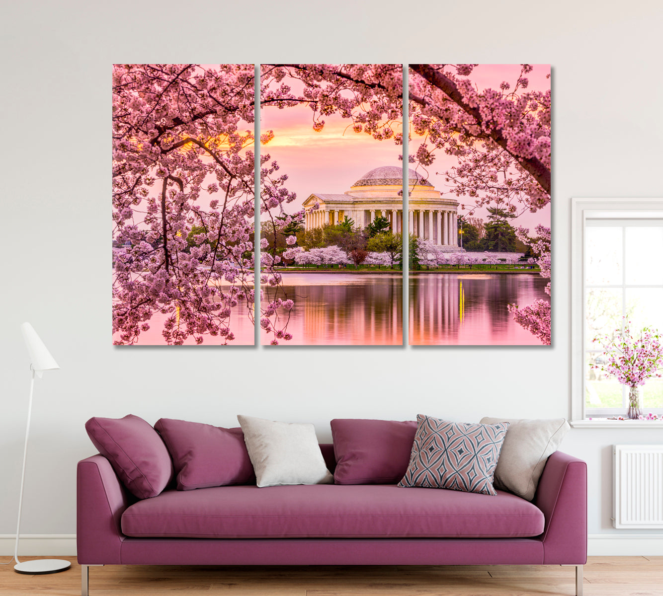 Jefferson Memorial Washington in Spring Canvas Print ArtLexy 3 Panels 36"x24" inches 