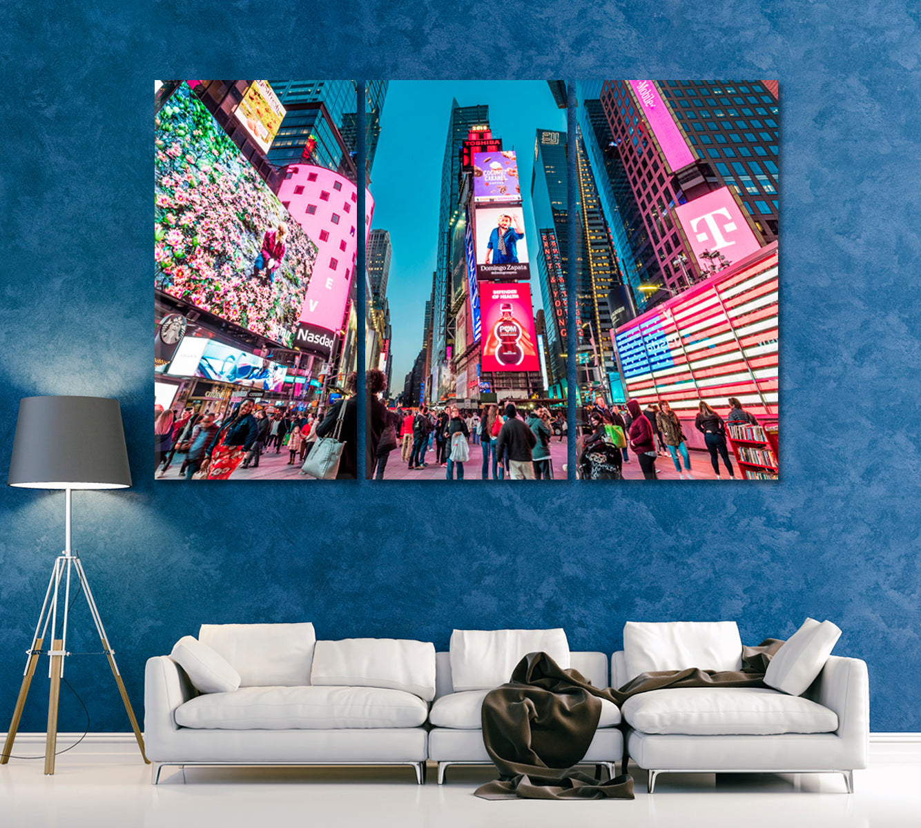 Times Square with Neon Billboards New York Canvas Print ArtLexy   