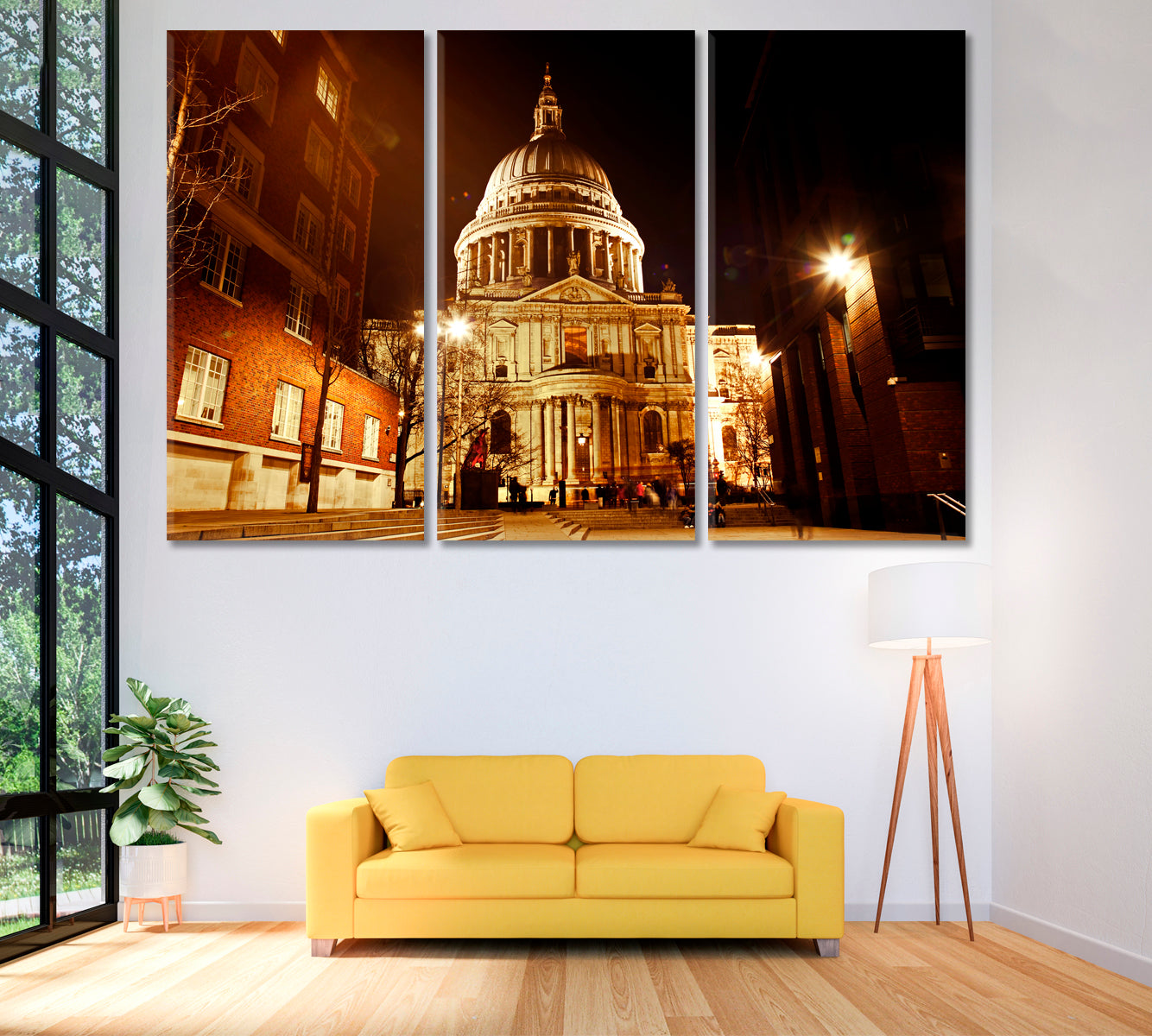 St Paul's Cathedral at Night London Canvas Print ArtLexy 3 Panels 36"x24" inches 