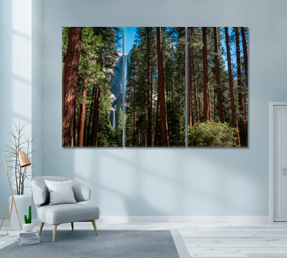 Yosemite National Park and Yosemite Falls California Canvas Print ArtLexy 3 Panels 36"x24" inches 