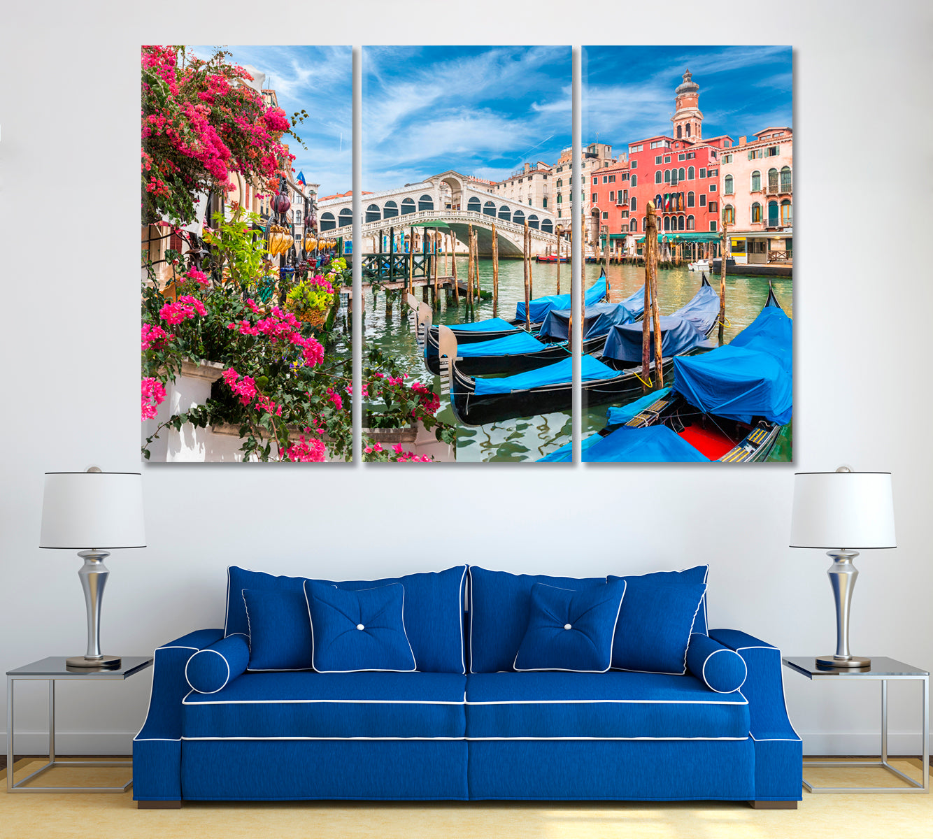 Gondola on Grand Canal Venice Italy Canvas Print ArtLexy 3 Panels 36"x24" inches 