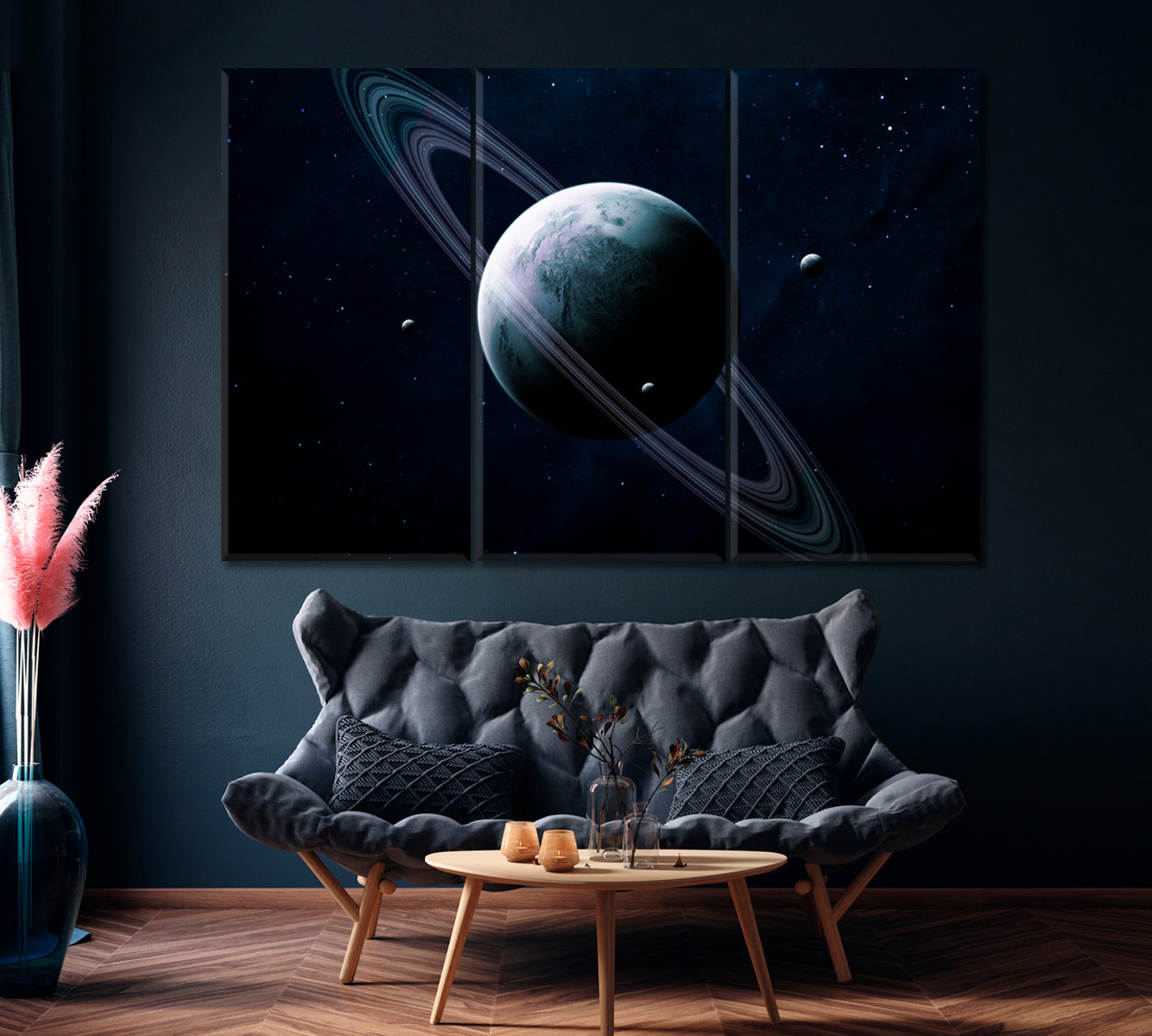 Planets in Space Canvas Print ArtLexy 3 Panels 36"x24" inches 
