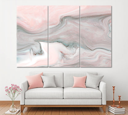 Abstract Pink Wavy Marble Canvas Print ArtLexy 3 Panels 36"x24" inches 