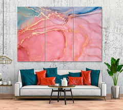 Abstract Pink Ink Pattern Canvas Print ArtLexy 3 Panels 36"x24" inches 