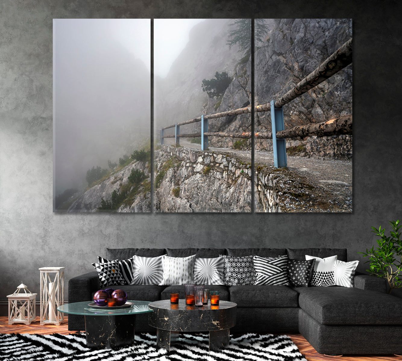 Trail to Werfen Ice Caves Canvas Print ArtLexy 3 Panels 36"x24" inches 